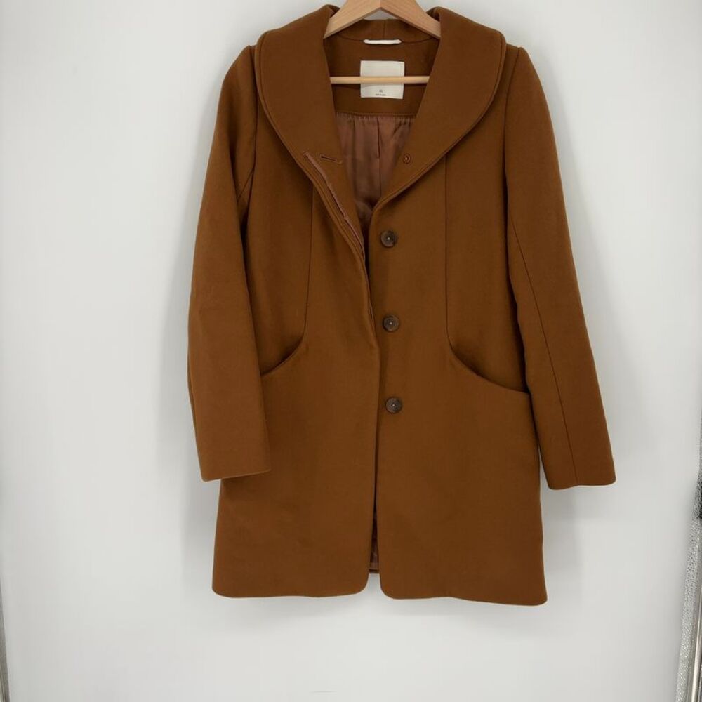 Aritzia Wilfred Cocoon Wool Cashmere Coat Cigar Brown XS